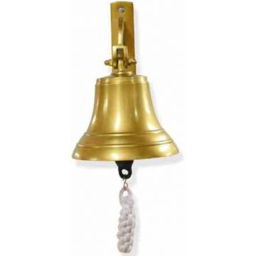 7" Solid Brass Ship Bell - Features Sturdy Bracket Door Bell
